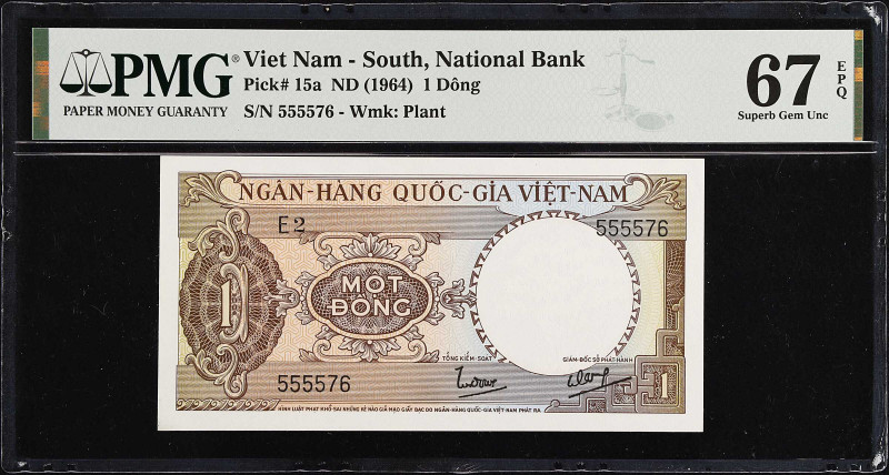 VIETNAM. Lot of (2). National Bank of Vietnam. 1 & 10 Dong, 1958 & ND (1964). P-...