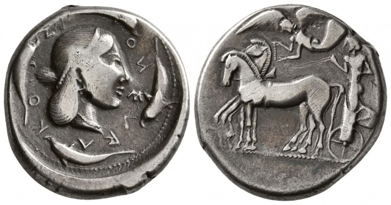 Sicily. Syracuse, Deinomenid Tyranny, 485/4 BC. AR Tetradrachm.(17 g, 26.74 mm)...