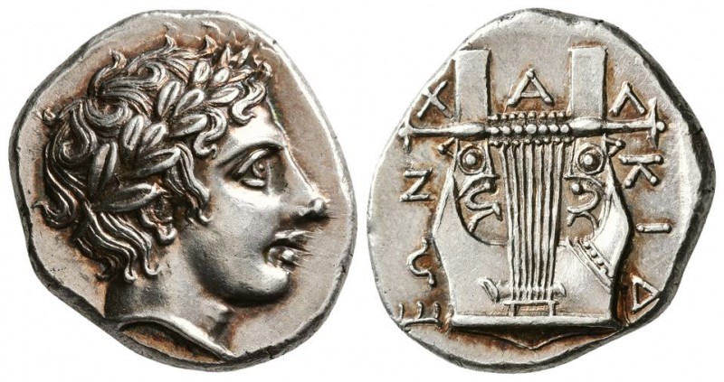 Macedon, Chalkidian League, 420-392 BC. AR Tetradrachm. (14.35 g, 25.88 mm 12h)...