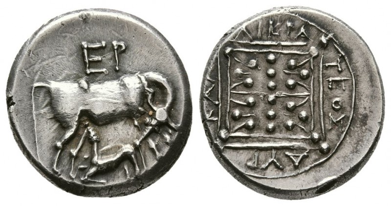 Illyria, Dyrrhachion. 250-200 BC. AR Drachm.(3.25 g, 16.7 mm)
 So– and Agionos,...