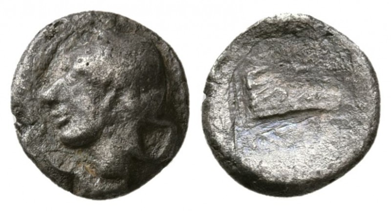 THESSALY, Larissa. 479-460 BC. AR Obol (0.8g, 9.3mm). 
 Head of the nymph Laris...