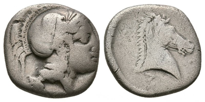 THESSALY, Pharsalos. Late 5th-mid 4th century BC. AR Hemidrachm (2.75g 14.3mm). ...