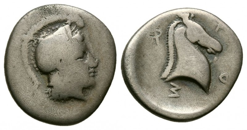 THESSALY, Pharsalos. Mid-late 5th century BC. AR Hemidrachm (2.7g 15.8mm). 
 He...