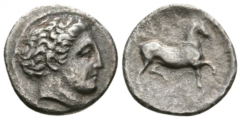 THESSALY, Phalanna. Mid 4th century BC. AR Drachm (2.1g 15.1mm,). 
 Bare head o...