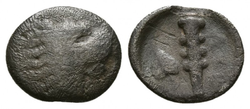THESSALY, Herakleia Trachineia. 380-350 BC. AR Obol ( 0.63 g 10.5mm). 
 Head of...