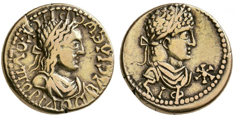 Kings of Bosporus. Rhescuporis II, with Elagabalus. AD 211/2-226/7. EL Stater (7...