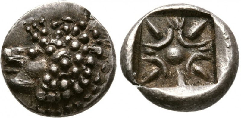 Ionia, Miletos.Late 6th-early 5th century BC. AR Obol (1.1 g. 10.5 mm)
Forepart...