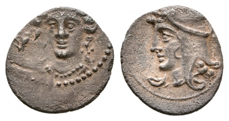 Cilicia, Uncertain mint. 4th century B.C. AR obol (0.7g 11.0mm).
 Head of Aphro...