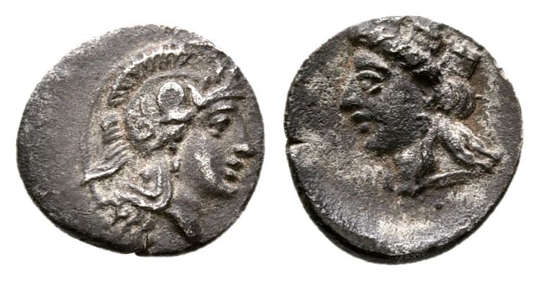 CILICIA, Holmoi. Circa 380-375 BC. AR Hemiobol (0.3g 8.0mm). 
 Helmeted head of...