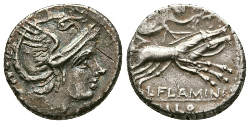 L. Flaminius Chilo,Rome.Circa 109-108 BC. AR Denarius (3.7 g. 17.97 mm). 
 Helm...