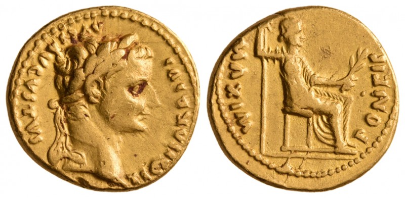 Tiberius, 14-37. AV Aureus 14/17, Lugdunum or legionary mint.(7.7 g, 17.98 mm)
...