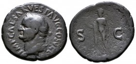 VESPASIAN. 69-79 AD. Æ As (9.20 g 26.16 MM). 
 Rome mint. Struck 74 AD. Laureate head left / 
 Spes advancing left holding flower and raising skirt....
