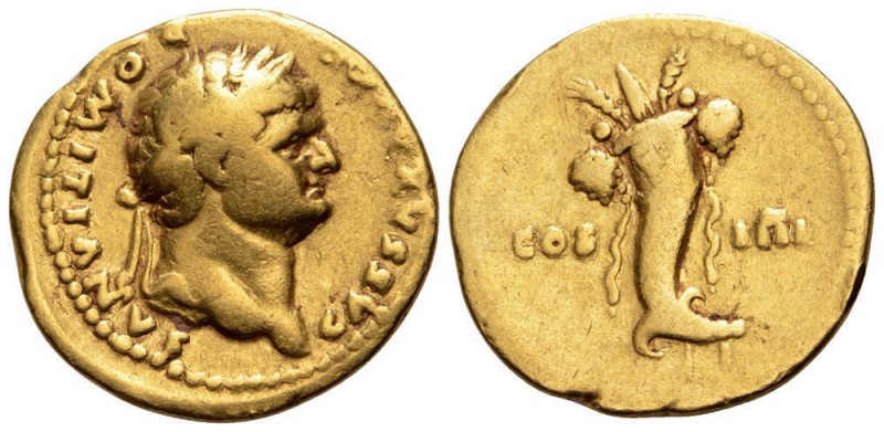 Domitian as Caesar, AV Aureus (7 g, 20 mm)
 CAESAR AVG F DOMITIANVS, laureate h...