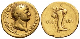 Domitian as Caesar, AV Aureus (7 g, 20 mm)
 CAESAR AVG F DOMITIANVS, laureate head right / 
 COS IIII, legend across fields, cornucopiae with ribbon...