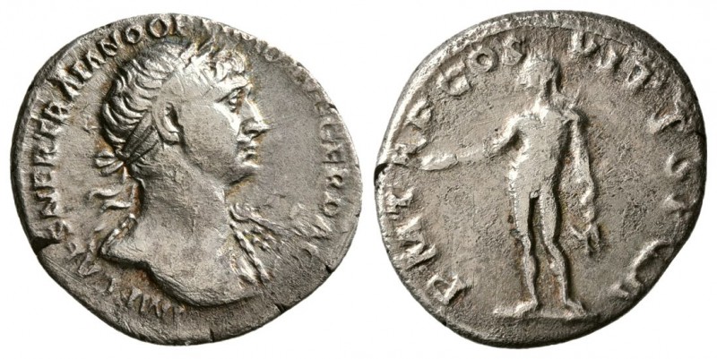 Trajan.98-117 AD. AR Denarius, (3 g, 17.70 mm) 
 Rome, 116 AD.
 IMP CAES NER T...