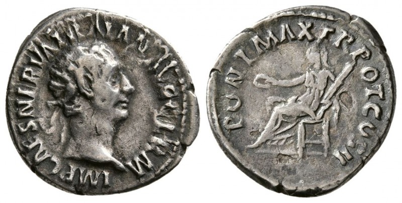 Trajan, Circa AD 98-99. AR Denarius,(3.20 g, 18.80 mm)
 IMP CAES NERVA TRAIAN A...