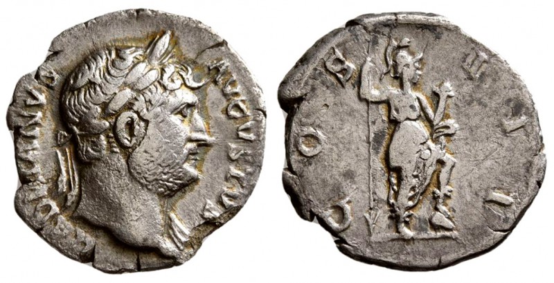 Hadrian, AD.117-138. AR Denarius, (3 g, 18.54 mm)
 Rome.
 HADRIANVS AVGVSTVS. ...