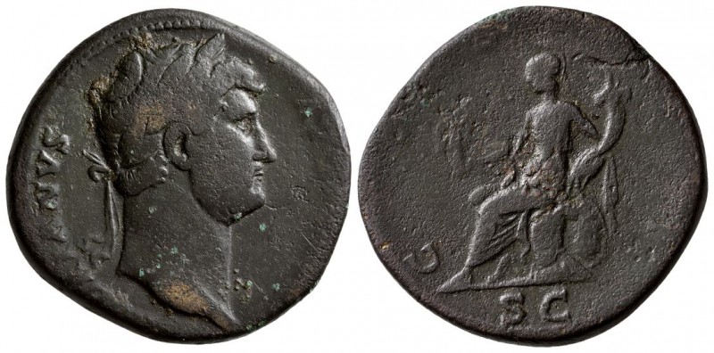 Hadrian Æ Sestertius. Rome, AD 125-128. (25.12 g, 31.62 mm)
 HADRIANVS AVGVSTVS...