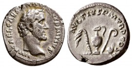 Antoninus Pius, AD.138-161. AR Denarius, (2.70 g, 17.60 mm)
 IMP T AEL CAES HADR ANTONINVS, bare head right / 
 AVG PIVS P M TR P CO-S II, flail, ju...