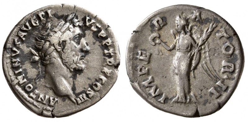 Antoninus Pius, AD.138-161. AR Denarius, (3.10 g, 17.92 mm)
 ANTONINVS AVG PIVS...