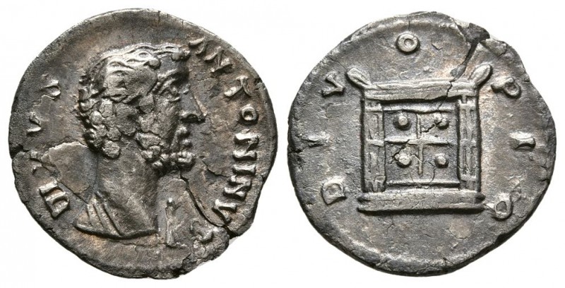Divus Antoninus Pius. Died AD 161. AR Denarius (2.2 g, 18.05 mm). 
 Commemorati...