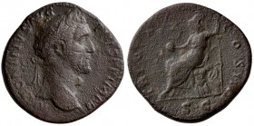 Antoninus Pius, AD. 153-154. Æ Sestertius (20.70 g, 31.60 mm)
 ANTONINVS AVG PIVS P P TR P XVII, laureate bust right./
 INDVLGENTIA AVG COS IIII S C...