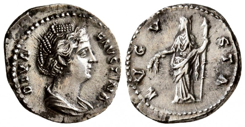 Diva Faustina I. Died AD 140/1. AR Denarius (3.40 g, 18.50 mm)
 DIVA FAVSTINA, ...