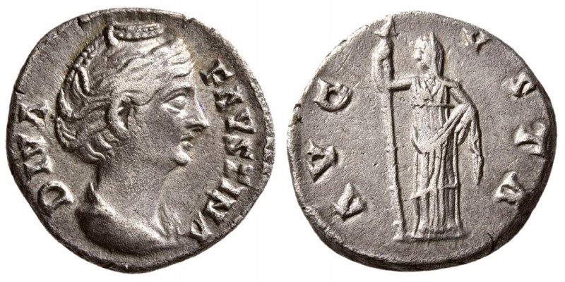 Diva Faustina I. Died AD 140/1. (3.20 g, 17.52 mm)
 Rome mint. Struck under Ant...