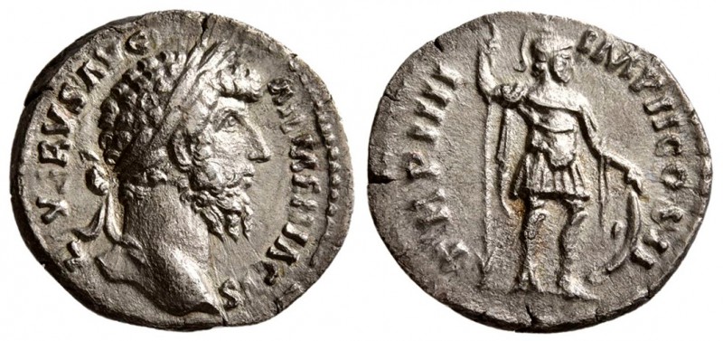 LUCIUS VERUS, AD. 161-169. AR Denarius. (2.8 g, 18 mm)
 Rome.
 L VERVS AVG ARM...