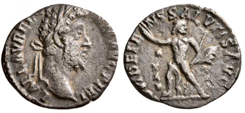 Commodus, AD. 191-192. AR Denarius. (2.10 g, 17.53 mm)
 Rome. 
 Laureate head ...