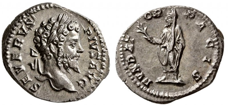 Septimius Severus. AD 202-210. AR Denarius. (4.20 g, 17.60cm)
 Rome.
 SEVERVS ...