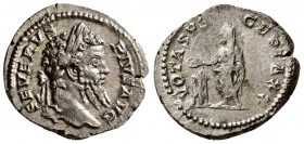 Septimius Severus AD 193-211. AR Denarius. (3.55 g, 18.23 mm) 
 Rome
 SEVERVS PIVS AVG, laureate head right / 
 VOTA SVSCEPTA XX, Severus veiled, s...