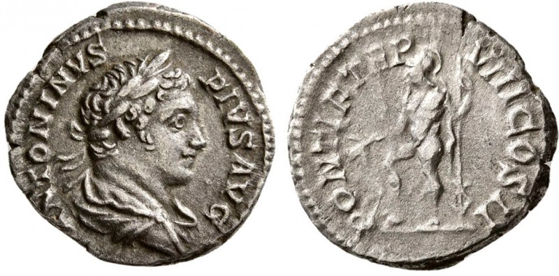 Caracalla. AD. 205. AR Denarius (3.40 g, 17.65 mm)
 ANTONINVS PIVS AVG, laureat...
