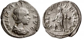 Julia Maesa (grandmother of Elagabalus). AD 218-222. AR Denarius. (2.50 g, 18.60 mm)
 Rome.
 IVLIA MAESA, draped bust right / 
 SAECVLI FELICITAS, ...