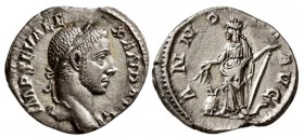 Severus Alexandr. AD 222-235. AR Denarius. (2.85 g, 17.90 mm)
 Rome.
 IMP SEV ALEXAND AVG. Laureate bust right, with slight drapery./
 ANNONA AVG. ...