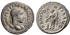 Severus Alexander. AD 231-235. AR Denarius. (2.15 g, 19.68 mm)
 Rome. 
 IMP ALEXANDER PIVS AVG, laureate head right, slight drapery on far shoulder/...