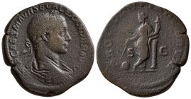 Severus Alexandr. AD 222-235. AE Sestertius. (21.50 g, 32.39 mm)
 MP CAES M AVR SEV ALEXANDER AVG, laureate, draped bust right./
 PONTIF MAX TR P II...
