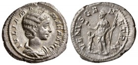 Julia Mamaea. AD 223. AR Denarius. (3.85 g, 19.03mm)
 Rome,
 IVLIA MAMAEA AVG, draped and diademed bust right / 
 VENVS GENETRIX, Venus standing le...
