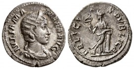 Julia Mamaea. AD 223. AR Denarius. (3.55 g, 19.43 mm)
 IVLIA MA-MAEA AVG, diademed and draped bust of Julia Mamaea right / 
 FELICI-TA-S PVBLICA, Fe...