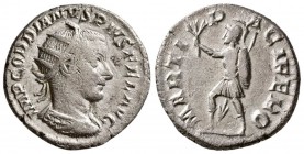 Gordian III. AD 238-244. AR Antoninianus, (4.30 g, 21.10 mm)
 IMP GORDIANVS PIVS FEL AVG - Radiate bust right, 
 cuirassed. Rev: MARTI PACIFERO - Ma...