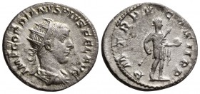 Gordian III. AD 238-244. AR Antoninianus, (4.9 g, 21.18 mm)
 Rome.
 IMP GORDIANVS PIVS FEL AVG, radiate, draped and cuirassed bust right / 
 P M TR...
