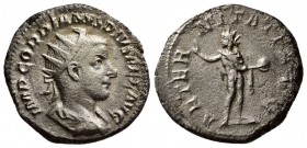 Gordian III. AD 238-244. AR Antoninianus, (5.2 g, 20.51 mm)
 IMP GORDIANVS PIVS FEL AVG - Radiate bust right, draped and cuirassed./
 AETERNITATI AV...