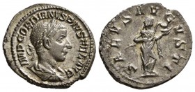 Gordian III. AD 238-244. AR Denarius (2.80 g, 21.13 mm)
 Gordian riding horse - P M TR P III COS P P Obverse: IMP GORDIANVS PIVS FEL AVG. Laureate an...