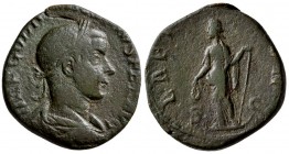 Gordian III. AD 238-244. AE Sestertius (14.30 g, 28.77 mm)
 Rome.
 IMP GORDIANVS PIVS FEL AVG, laureate, draped bust right./
 LAETITIA AVG N, Laeti...
