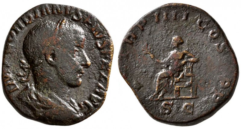 Gordian III. AD 238-244. AE Sestertius (15.90 g, 28.08 mm)
 Laureate,draped and...