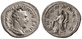 Philip I. AD 244-249. AR Antonianus.(3.60 g, 22.07 mm)
 IMP M IVL PHILIPPVS AVG, radiate, draped & cuirassed bust right / 
 ANNONA AVGG. Annona stan...