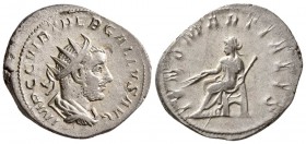 Trebonianus Gallus. AD 251-253. AR Antoninianus.(4.50g, 21.45 mm)
 Milan mint,
 IMP C C VIB TREB GALLVS AVG,radiate bust right. / 
 IVNO MARTIALIS,...