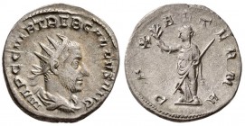 Trebonianus Gallus. AD 251-253. AR Antoninianus. (3.6 g, 20.96 mm)
 Mediolanum.
 IMP C C VIB TREB GALLVS AVG, radiate, draped and cuirassed bust rig...