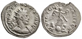 Gallienus. AD 253-268. AR Antoninianus. Lugdunum. (3.0 g, 20.31 mm)
 GALLIENVS P F AVG, radiate, draped and cuirassed bust right / 
 VICT GERMANICA,...