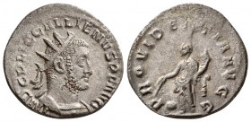 Gallienus. AD 253-268. AR Antoninianus.(3.10 g, 20.21 mm)
IMP C P LIC GALLIENVS AVG, radiate head right /
PROVIDENTIAE AVGG, Providentia standing le...
